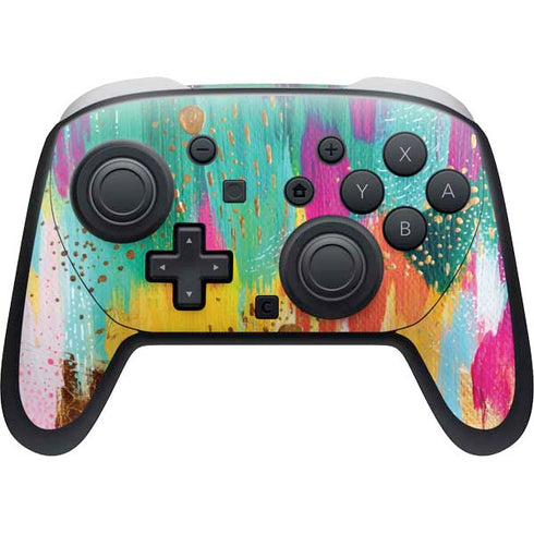 Turquoise Brush Stroke by Etta Vee Nintendo Switch 2 (2025) Pro Controller Skin
